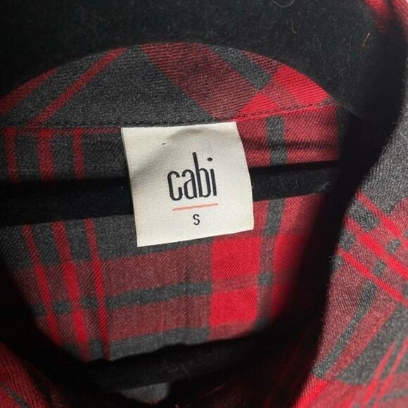 Cabi Cunningham Red Plaid Popover Button Up Shirt Size Medium - Picture 5 of 6